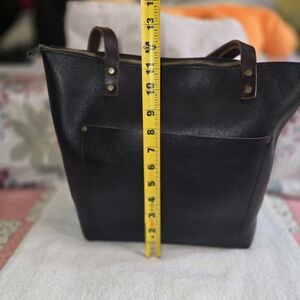 Elegant Black Leather Tote Bag